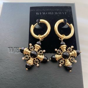 WeWoreWhat Black Gold Pendant Earrings